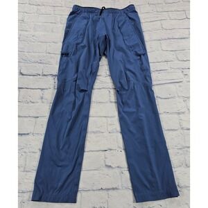 Paskho Cargo Pants Womens M Blue Lightweight Hiking Gorpcore Utility Zip Ankle